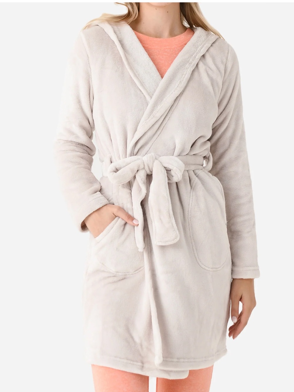 UGG MIRANDA Hooded Fleece Robe with Tie Belt L